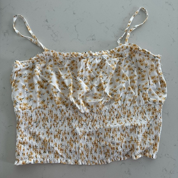 American Eagle Outfitters Tops - American Eagle Outfitters White and Yellow Floral Camisole